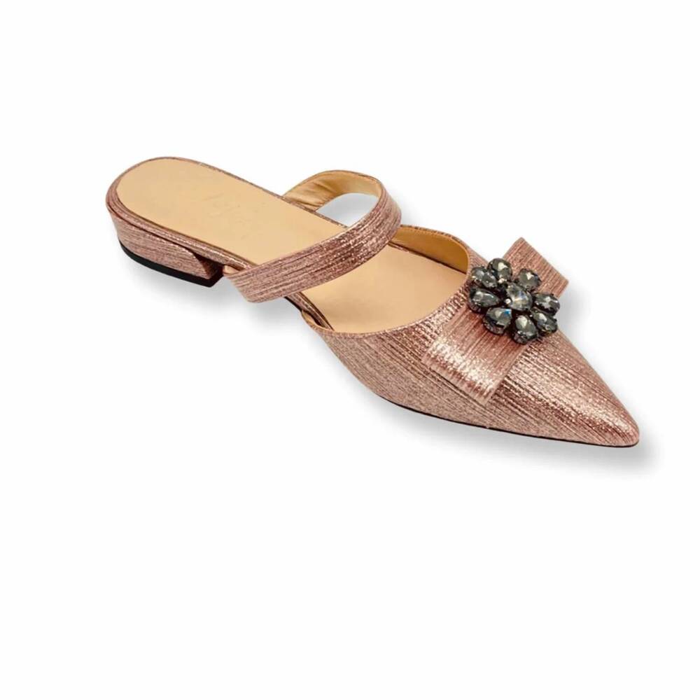 NEW JOJO SHOES women's teniade slide sandals in metallic pink